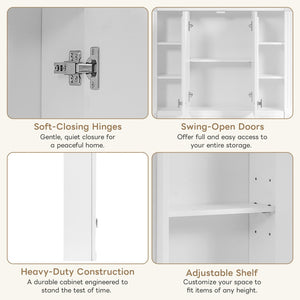 English Elm 36'' Wall Mounted Bathroom Cabinet White Wood Soft Close Double Door Storage N710P358584K