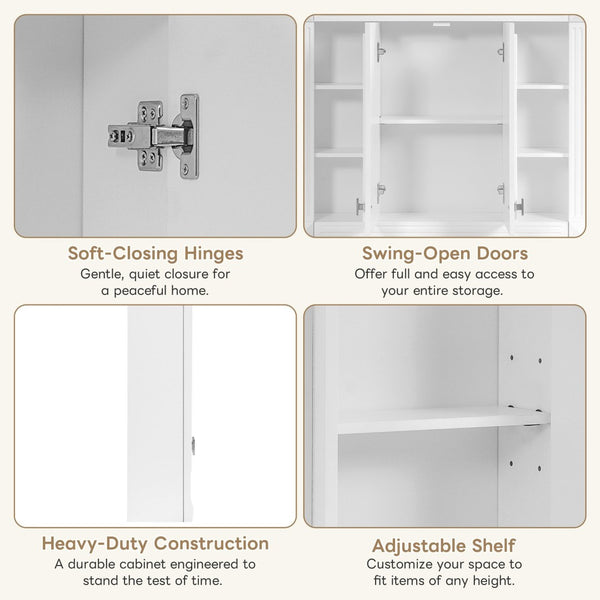 English Elm 36'' Wall Mounted Bathroom Cabinet White Wood Soft Close Double Door Storage N710P358584K