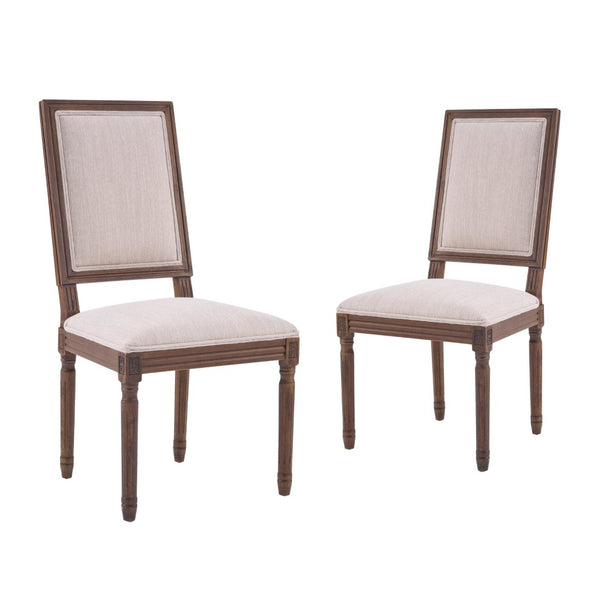 English Elm [set of 2] Cane Back Dining Chairs Rubberwood Fluted Legs French Provincial Style N767P263677B