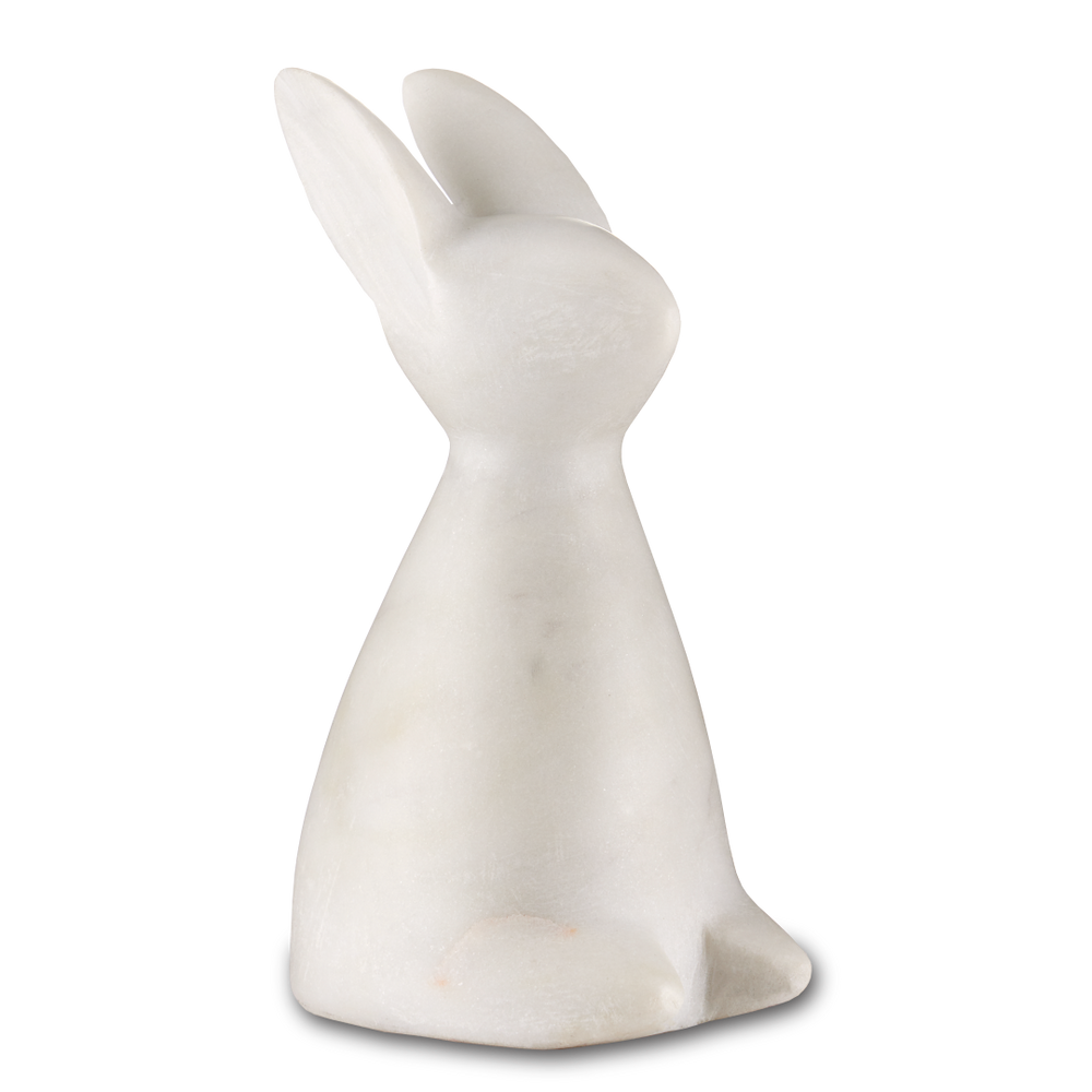 Marble Rabbit Sculpture - Handcrafted Contemporary Stone Art with Elegant Veining for Home Decor