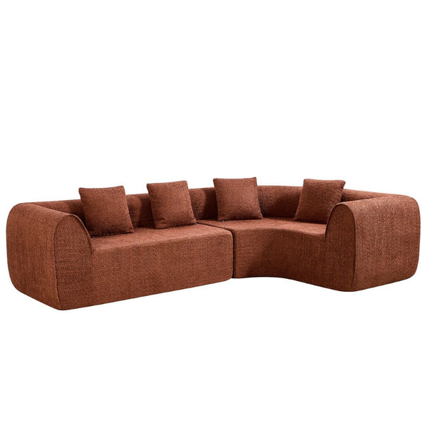 English Elm 110" Curved Modular Sectional Sofa Low Profile Foam Cushions for Contemporary Living Camel N767P366011C