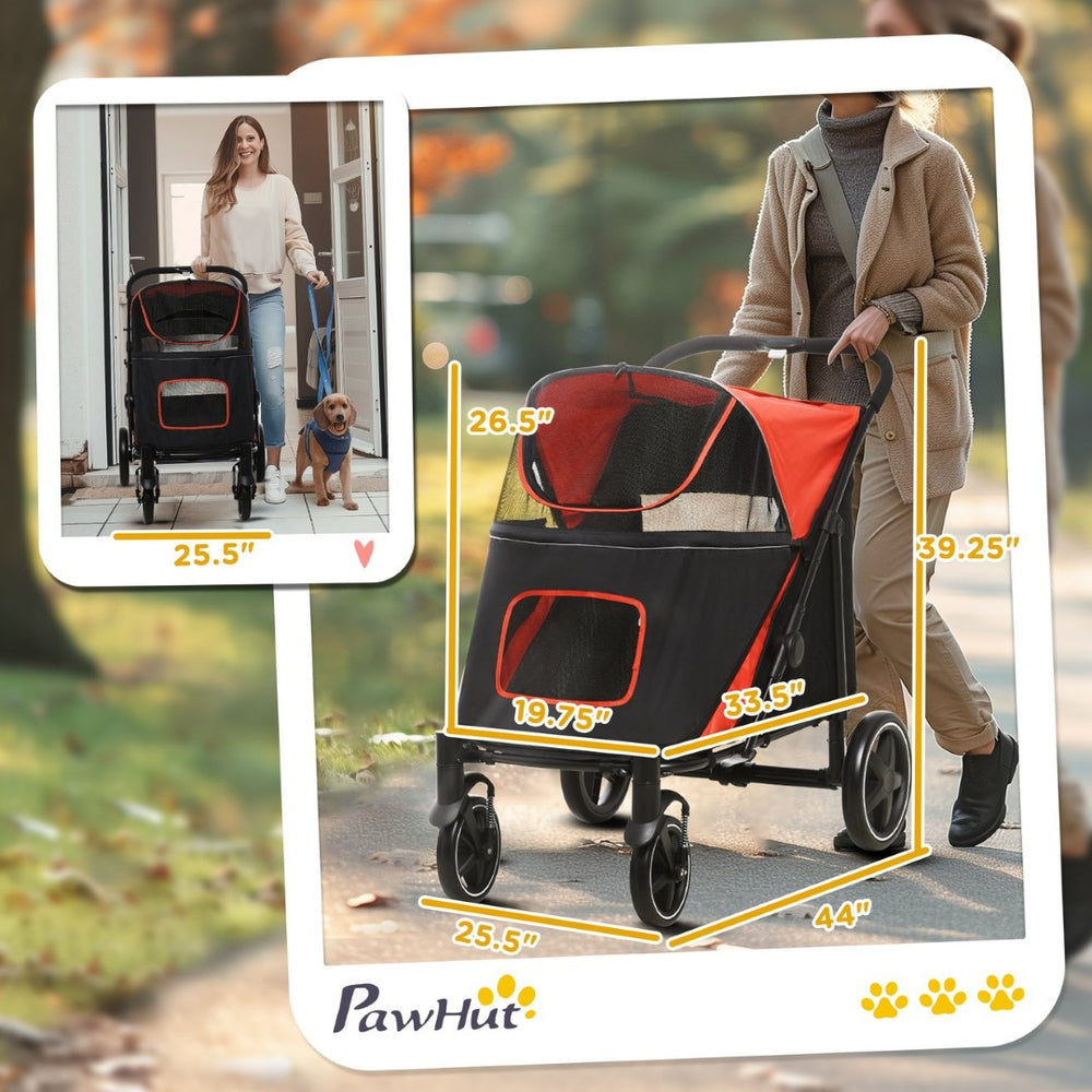 English Elm Dog Stroller for Large Breeds up to 66 Lbs with One Click Fold and Mesh Ventilation T3971P406423