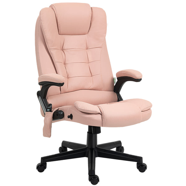 English Elm HOMCOM High-Back Executive Massage Chair with 6-Point Vibration, Lumbar Heat, Recline & Remote Pink W2225P250025
