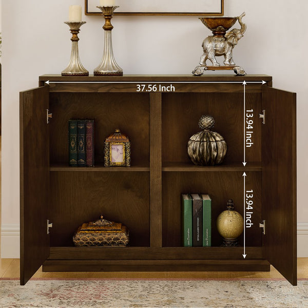 English Elm Mid Century Modern V-Shape Storage Cabinet - Stylish Buffet & Coffee Bar For Narrow Spaces, Brown W1801P362147