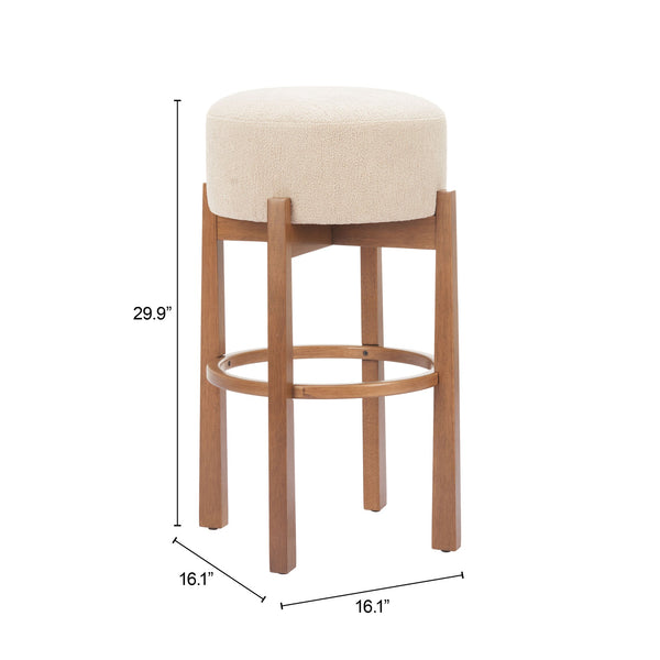 Zuo Modern Nade Counter Stool Set Of 2 - Elegant Beige & Walnut, Durable Rubberwood, Perfect For Bars & Counters Beige 100% Polyester,Rubberwood 110661-zuo-modern