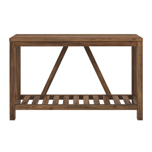 English Elm Walker Edison - Farmhouse A-Frame Entry Table With Lower Shelf - Rustic Oak