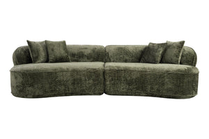 English Elm Modern Boucle Oversized L-shaped Sectional Sofa with Sculptural Curved Silhouette Green W5515S00018