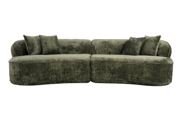 English Elm Modern Boucle Oversized L-shaped Sectional Sofa with Sculptural Curved Silhouette Green W5515S00018