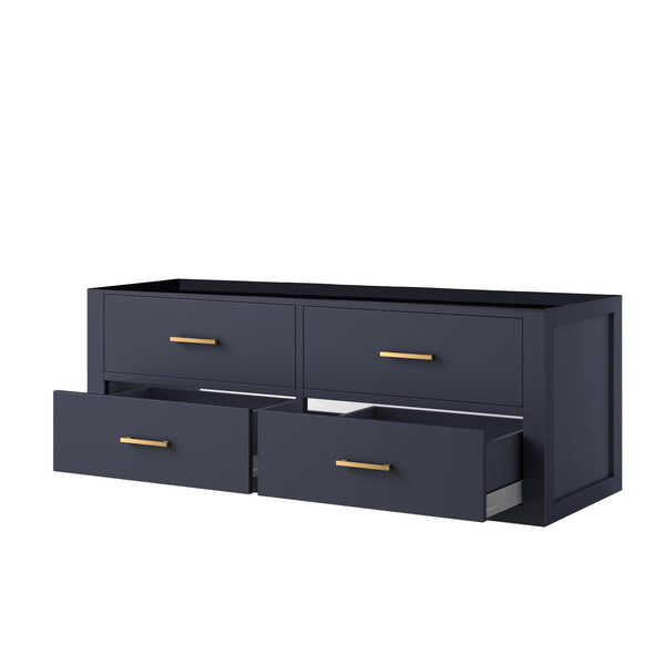 English Elm Blue Midcentury Single Bath Vanity 48" W x 22" D — Soft Close, Wallhung Wood Cabinet, Fully Assembled B2731P258010