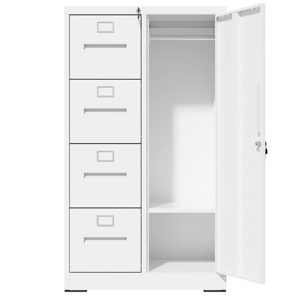 English Elm Metal Four Drawer Filing Cabinet with Lock Steel Storage for Home Office Bedroom White W2735P457275