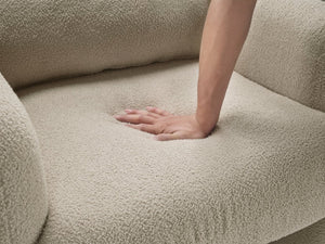 English Elm Contemporary Bouclé Accent Chair with Plywood Frame, Foam over Pocket Coils, Plush Pillow, 300lb Capacity taupe 30 L x 24.5 W x 24.5 H B011P308555