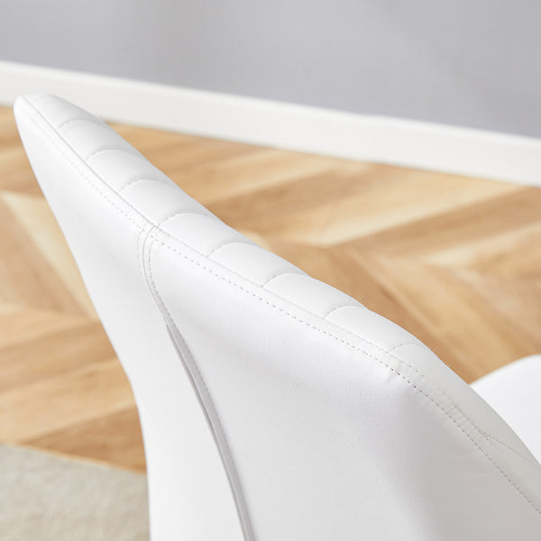 English Elm Luxury Dining Chair Set Of 6 - White Pu Upholstered Chairs With Gold Metal Legs For Elegant Spaces W1151P282699