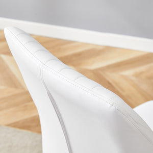 English Elm Luxury White Pu Dining Chair Set Of 4 - Modern High Resilience Seating With Gold Metal Legs & Style W1151P282689