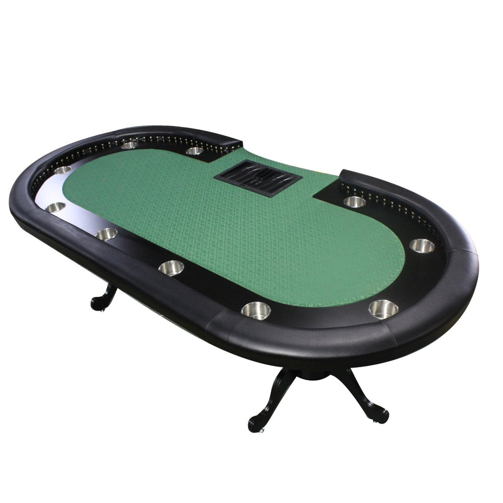 English Elm 96" Oval Poker Table Seats 10 with Felt Surface Chip Tray and Padded Rail W2748S00069
