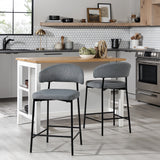 Modern Curved Back Counter Stool - Set of 2 Charcoal ALSD7DCL Walker Edison