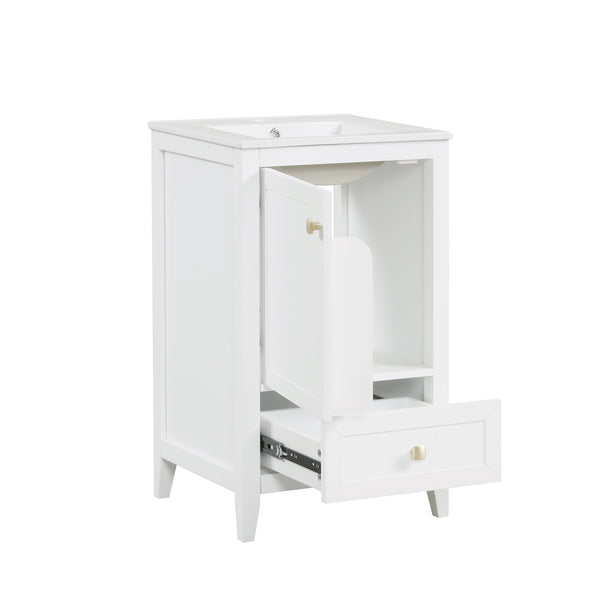 English Elm 20" Modern Bathroom Vanity With Soft-Close Door, Ceramic Sink & Storage Drawer For Small Spaces N725P185452K