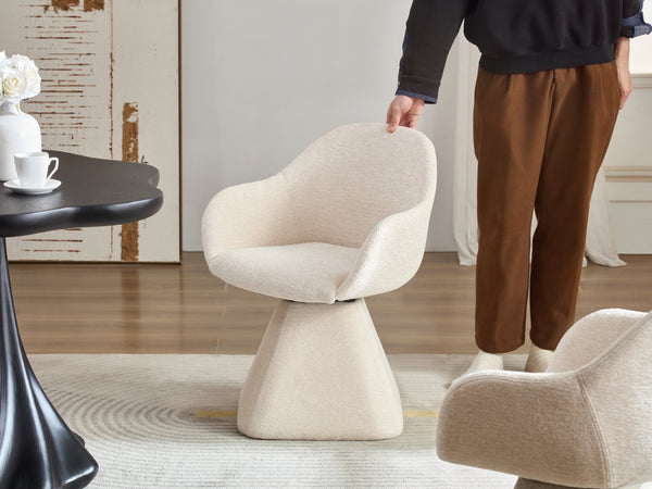 English Elm 180° Swivel Barrel Velvet Accent Chair Eucalyptus Base Ergonomic Living Room Seat W2664P462025