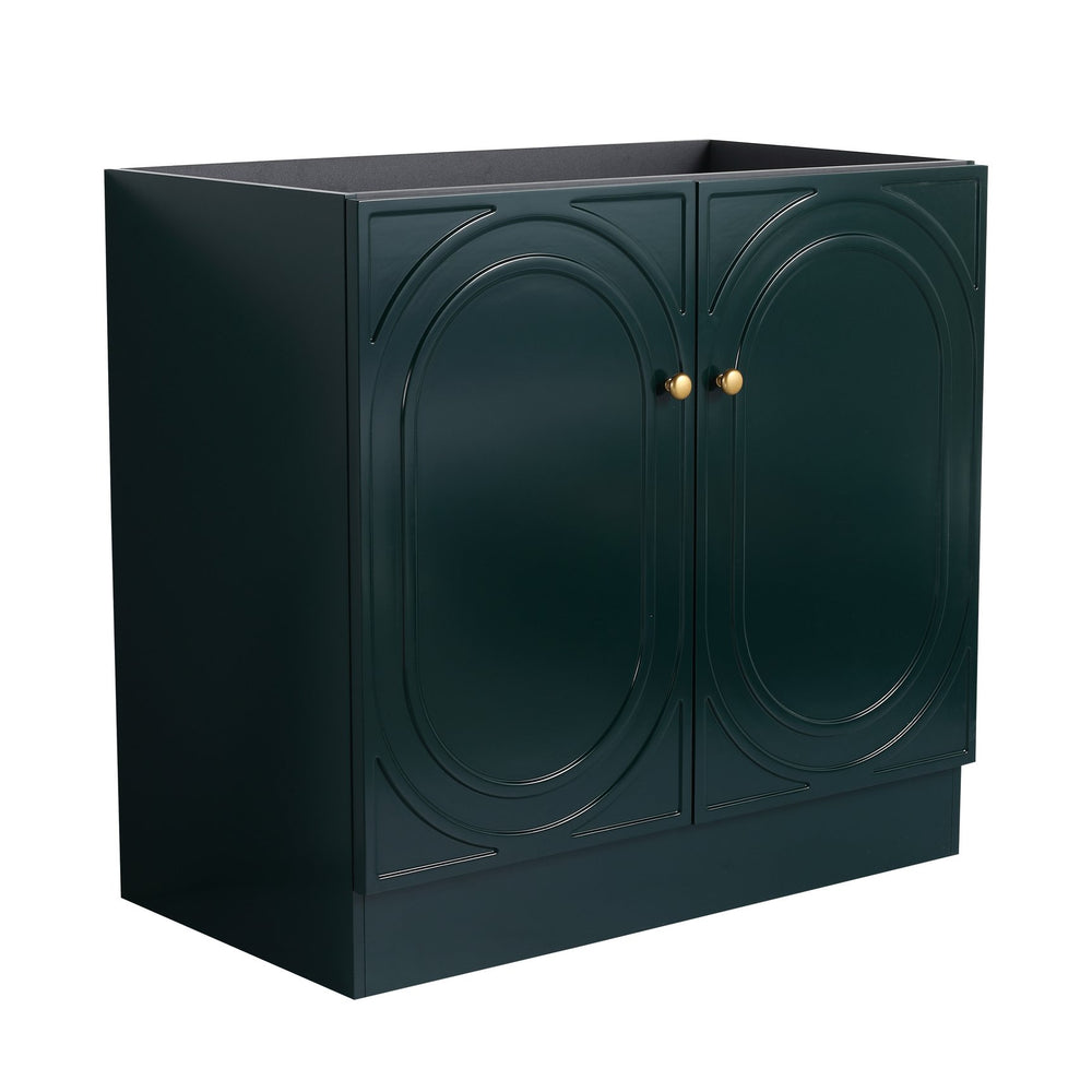 English Elm 36" Modern Freestanding Bathroom Vanity with Adjustable Shelf, 3 Metal Handles, Eco Plywood Finish Dark Green W999P241074