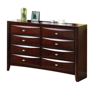 English Elm Ireland Eight-Drawer Dresser with Okume Veneer Top, Brushed Nickel Knobs and Durable Wood Frame Espresso 61 L x 19 W x 45 H B2726P257354