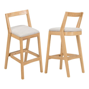 English Elm Christopher Knight Home® - Jasper Ergonomic Rubberwood Barstool Set of 2 with Thick Cushions, Stable Trapezoid Legs, Modern Look Beige+Natural N775P336213N