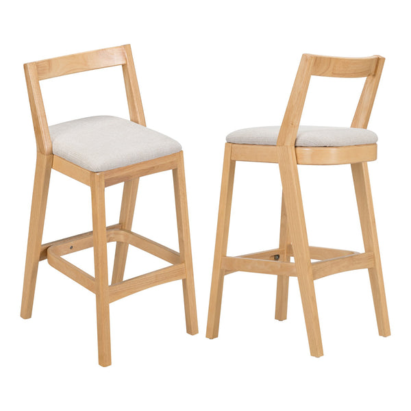 English Elm Christopher Knight Home® - Jasper Ergonomic Rubberwood Barstool Set of 2 with Thick Cushions, Stable Trapezoid Legs, Modern Look Beige+Natural N775P336213N