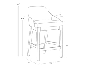 Sunpan KACE Mid-Century Counter Stool – Stylish Faux Leather with Durable Metal Accents for Modern Spaces 105666