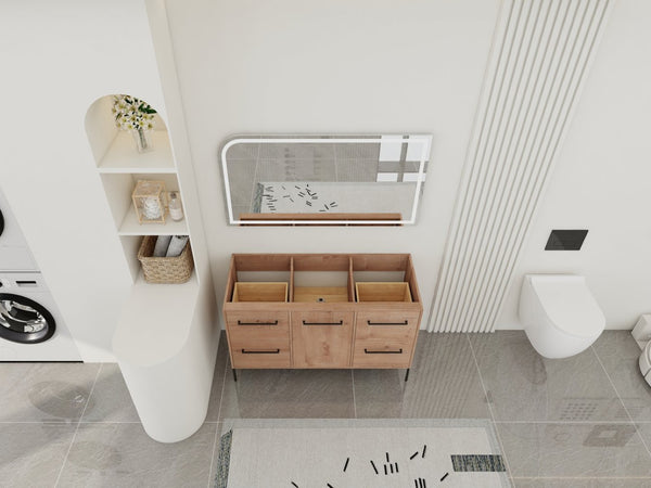 English Elm 48" Freestanding Bathroom Vanity with Soft Close Door 4 Drawers Plywood Build W999P405132