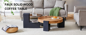 English Elm The Two Tier Detachable Mdf Coffee Table for Flexible Modern Living Room Style W1151P184838