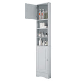 English Elm Multi-Functional Corner Cabinet Tall Bathroom Storage Cabinet With Two Doors and Adjustable Shelves, Open Shelf, Grey