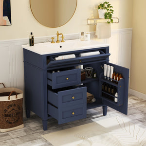 English Elm 36'' Modern Bathroom Vanity With Ceramic Top, 2 Drawers & Tip-Out Storage For Stylish Organization N710P230246C