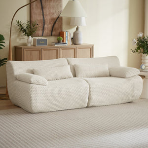 English Elm Loveseat Corduroy Cloud Couch Modular Boneless Sofa for Comfortable Living Room Lounging Cream W2339P461288