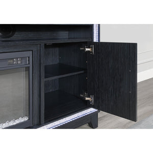 English Elm Almera Dark Grey 72" Fireplace Console — Solid Wood/MDF, 15 Temps, 7 LED Colors, Remote, Timer B201P359622