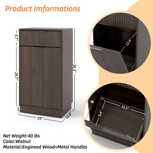 English Elm 10-Gallon Woodgrain Tilt-Out Trash Cabinet with Wave-Texture Drawer, Industrial Metal Accents, Space-Saving Organizer for Kitchen Bath Living Room Walnut W2557P319051