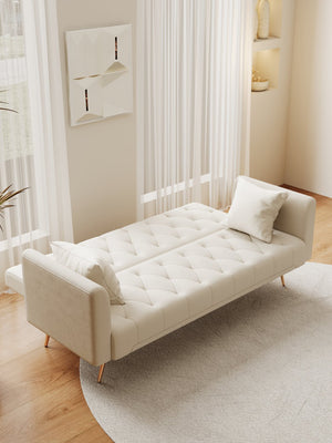 English Elm 71 Convertible Loveseat Sofa Bed Velvet 2-Seater 71" Retro Green Pink Beige Blue Gray with Gold Legs, Foam, 600LB Capacity W165878946