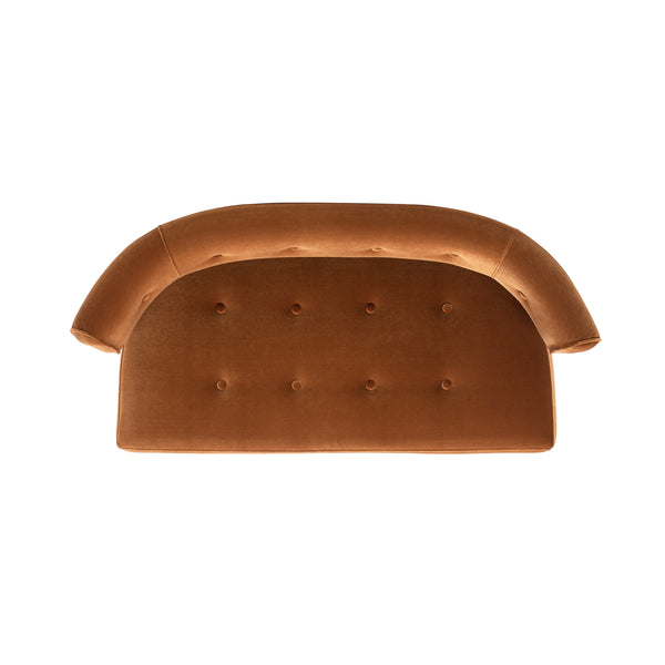 English Elm Jennifer Taylor Home - Jared Mid-Century Tufted Bench Settee in Performance Velvet — Kiln-Dried Frame, Plush Supportive Seating Burnt Orange B2719P355286