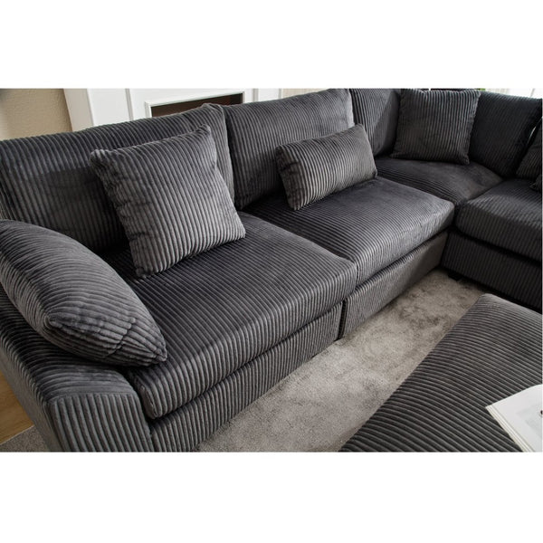 English Elm Oversized Modular Sectional Sofa Set - Corduroy Deep Seat Comfort For 5 W2325S00018-GIGA
