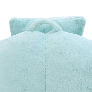 English Elm Giant Foam-Filled Bean Bag Chair with Footstool, Shell-Shaped Faux Fur Sofa for Gaming Reading уют Light Blue W2677P306795
