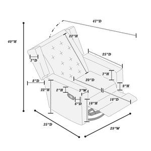 English Elm Swivel Manual Motion Glider Recliner with Diamond Tufted Back, Square Arms & 360° Comfort Rotation DARK GREY 31 L x 30 W x 26 H B089P240469