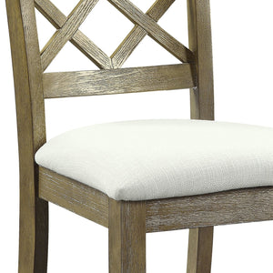 English Elm Karsen Upholstered Beige Linen Side Chairs Set of 2 – Rustic Oak Legs, 3" Padded Tufted Seat, 220lb Capacity B2726P288757