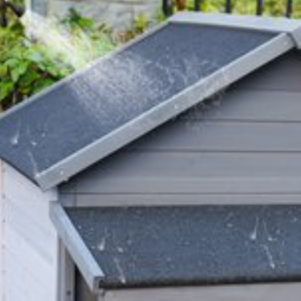 English Elm Large Breed Outdoor Doghouse Solid Fir Wood Covered Porch Weatherproof Asphalt Roof W1431S00011