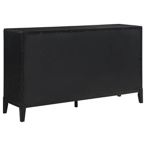 English Elm Ennis Fluted Queen Bedroom Set with Art Deco Hardware and Wire-brushed Black Finish B062S01434