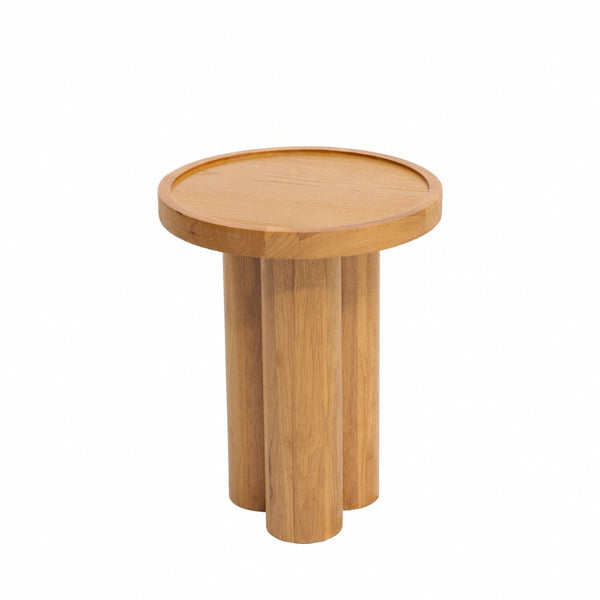English Elm Round Oak Veneer Pedestal End Table Natural Grain Accent for Living Room or Bedroom N768P399823N