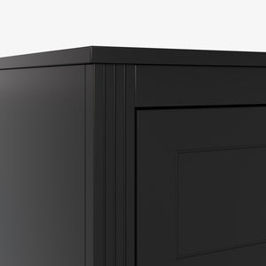 English Elm 6-drawer Double Dresser Solid Wood Legs Mid-century Modern Bedroom Storage Cabinet Black W1445S00006