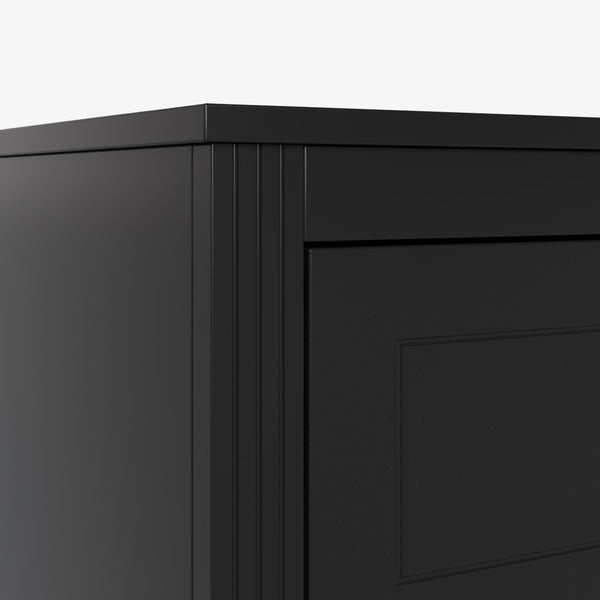 English Elm 6-drawer Double Dresser Solid Wood Legs Mid-century Modern Bedroom Storage Cabinet Black W1445S00006