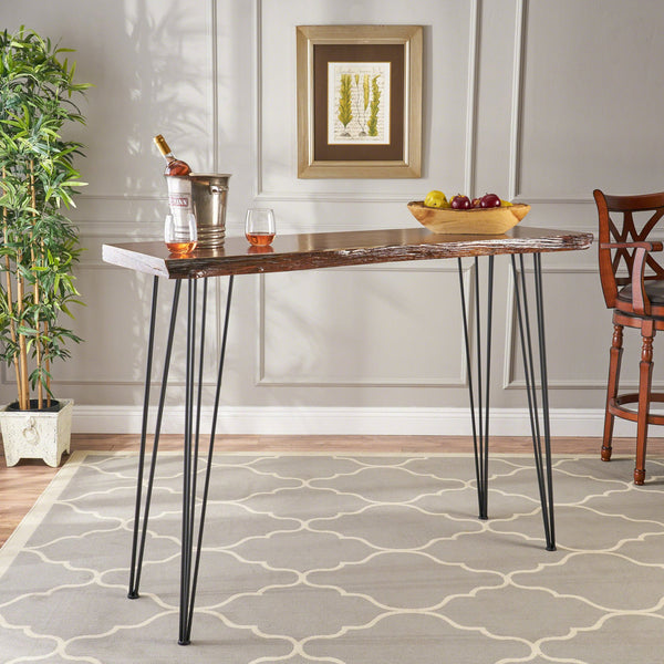 English Elm Christopher Knight Home® - BAR TABLE Rustic Natural MDF Top with Hairpin Iron Legs — Compact Stable Bistro Table for Small Spaces 62138.00