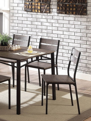 English Elm Dining Rustic Industrial 5pc Counter Height Set with Weathered Wood Seats and Sturdy Metal Frame, Casual Comfort Antique brown,Black 69 L x 38 W x 5 H B2741P320841