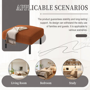 English Elm UNITED Corduroy Ottoman Footstool with Sturdy Frame, Soft Padded Seat, Versatile Living Room Stool Orange W1568P307254