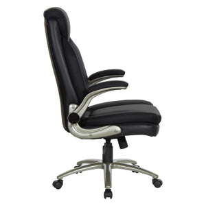 OSP Home Furnishings Big and Tall Ergonomic Office Chair with Lumbar Support Leather Seat 400 Lb Capacity Black ECH14517BT-EC3