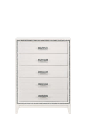 English Elm Haiden Weathered Black Finish Dresser with Six Spacious Drawers, Silver Trim Accent and Durable Craftsmanship White 49 L x 20 W x 39 H B2726P261902