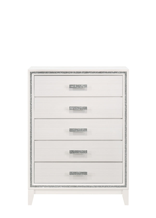 English Elm Haiden Weathered Black Finish Dresser with Six Spacious Drawers, Silver Trim Accent and Durable Craftsmanship White 49 L x 20 W x 39 H B2726P261902
